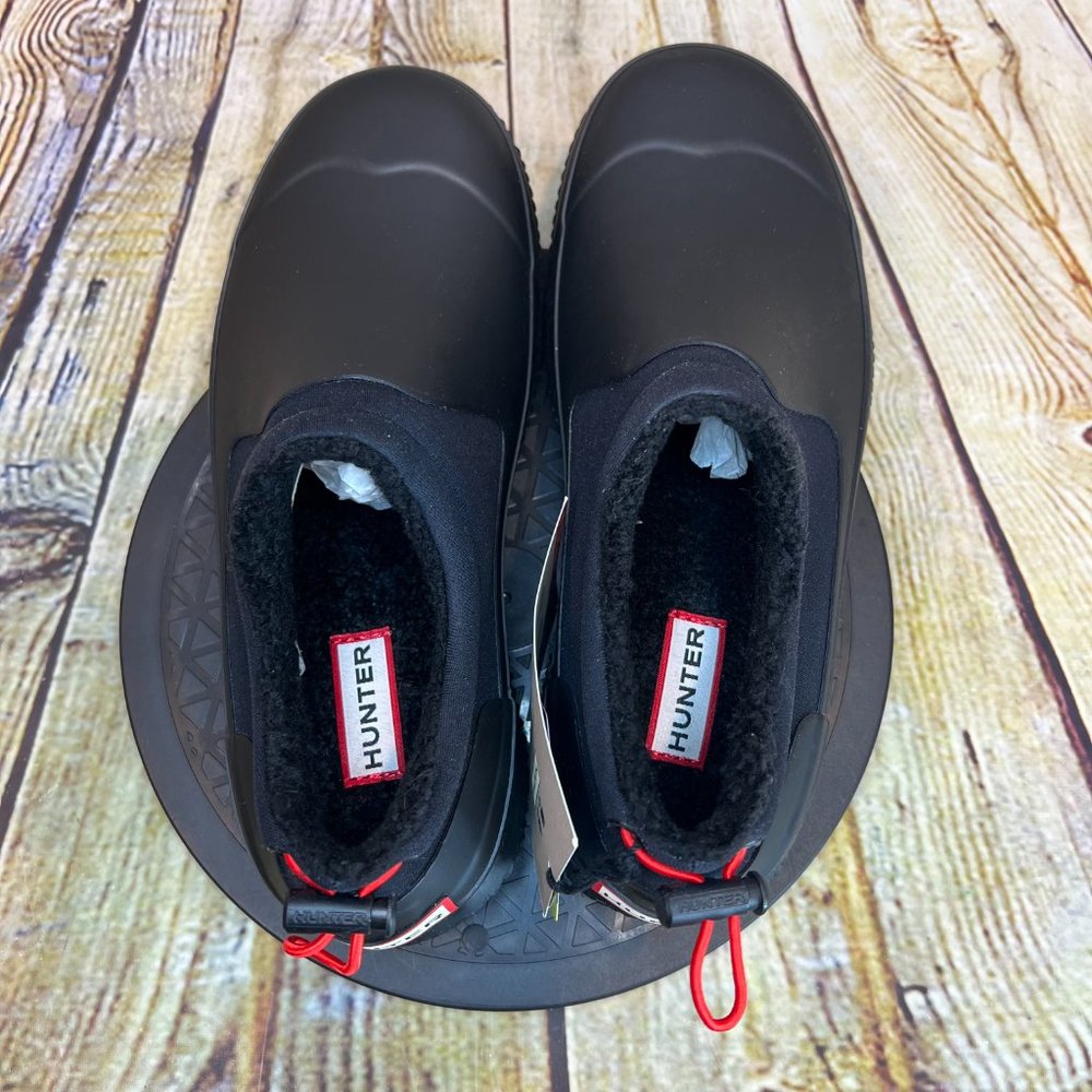 Hunter Boots Men's Black Low Top Fabric Lined Rubber Rain Boots Shoes Size 7 - Picture 5 of 9